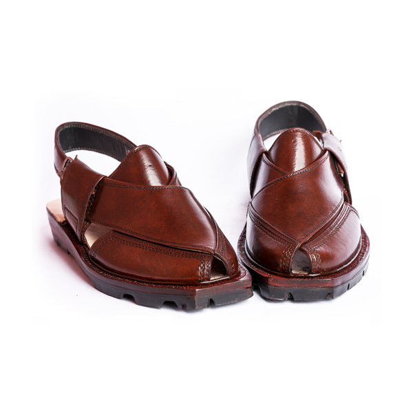Mustard Red Peshawari Chappal – Handcrafted with Double Tyre Grip