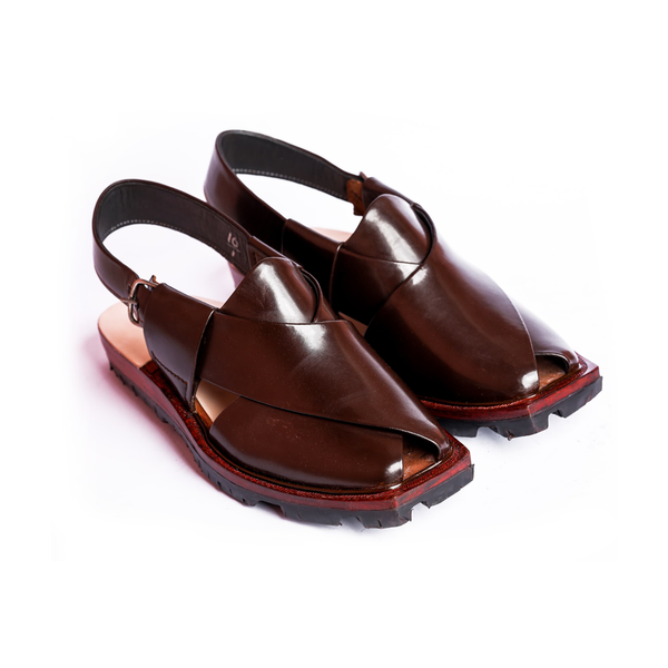 Premium Handmade Peshawari in Chocolate Brown – Durable Double Sole