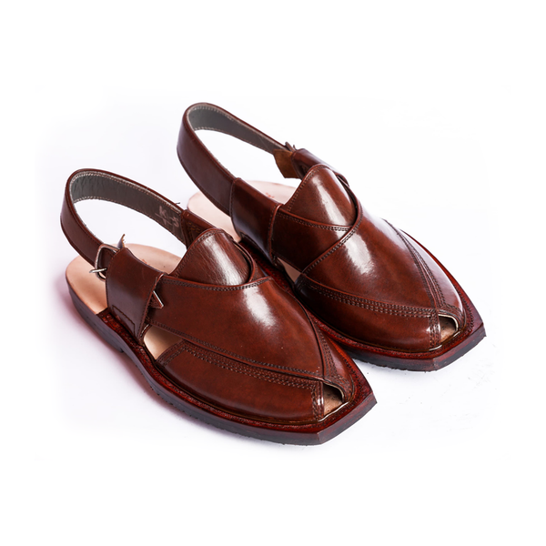 Mustard Red Peshawari Chappal – Handmade with Tyre Sole
