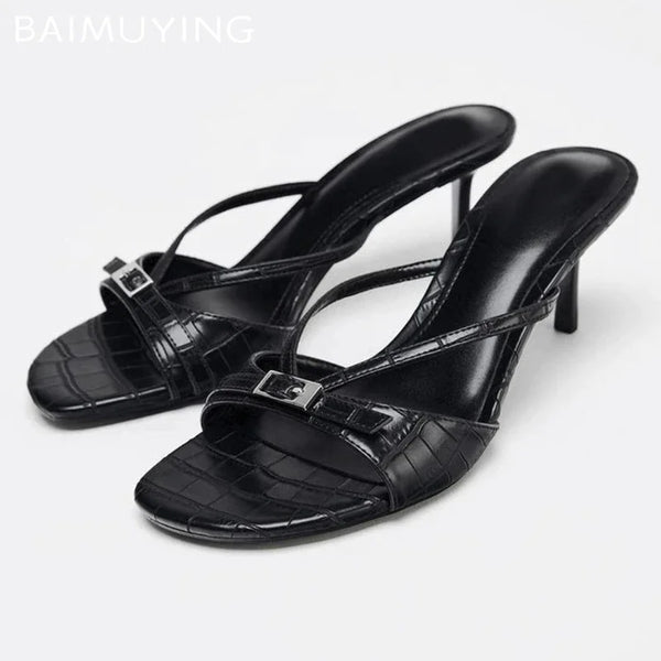Women's High Heels Slippers Designer Heeled Shoes 2025 Summer Fashion Sandals Pumps Shallow Sexy Slides Stilettos Mujer Zapatos