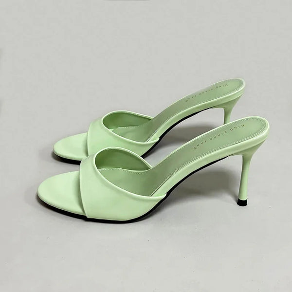 Green Footwear Stiletto Heels Shoes For Women Summer Spring Female Slides Fashion Round Toe Ladies High Heels Pumps Shoes