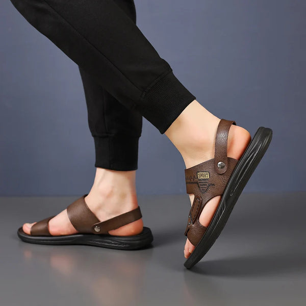 Mens Sandals Summer Outdoor Breathable Casual Sandalias  2025 Non Slip Beach Shoes Formal Office Walking Flats