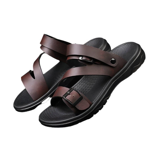 Men's Summer Outdoor Sandals – Breathable PU Leather, Non-Slip Casual Sport & Beach Shoes