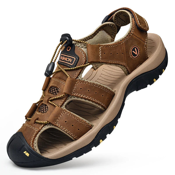 Men's Summer Leather Sandals – Casual Outdoor Beach Shoes,