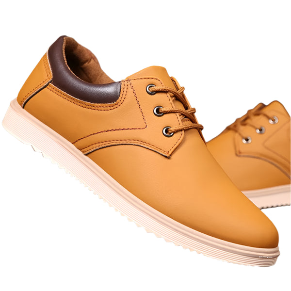 Men’s Casual PU Leather Lace-Up Shoes – Summer Comfort