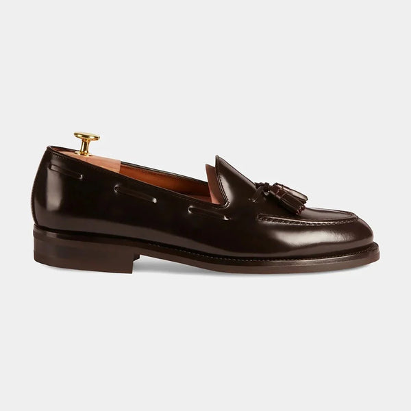 Classic Brown Leather Tassel Loafers for Men