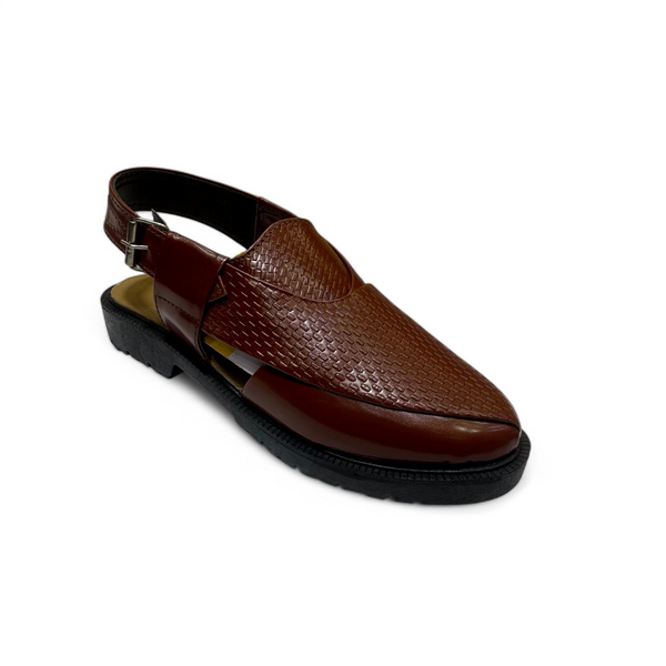 Double Sole Brown Crystal Finish Peshawari Chappal